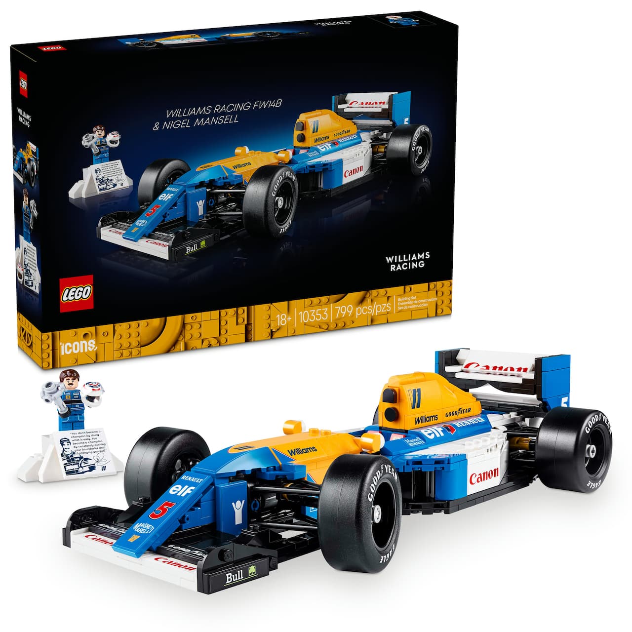 LEGO® Icons Williams Racing FW14B & Nigel Mansell Home Office Desk Decor 10353